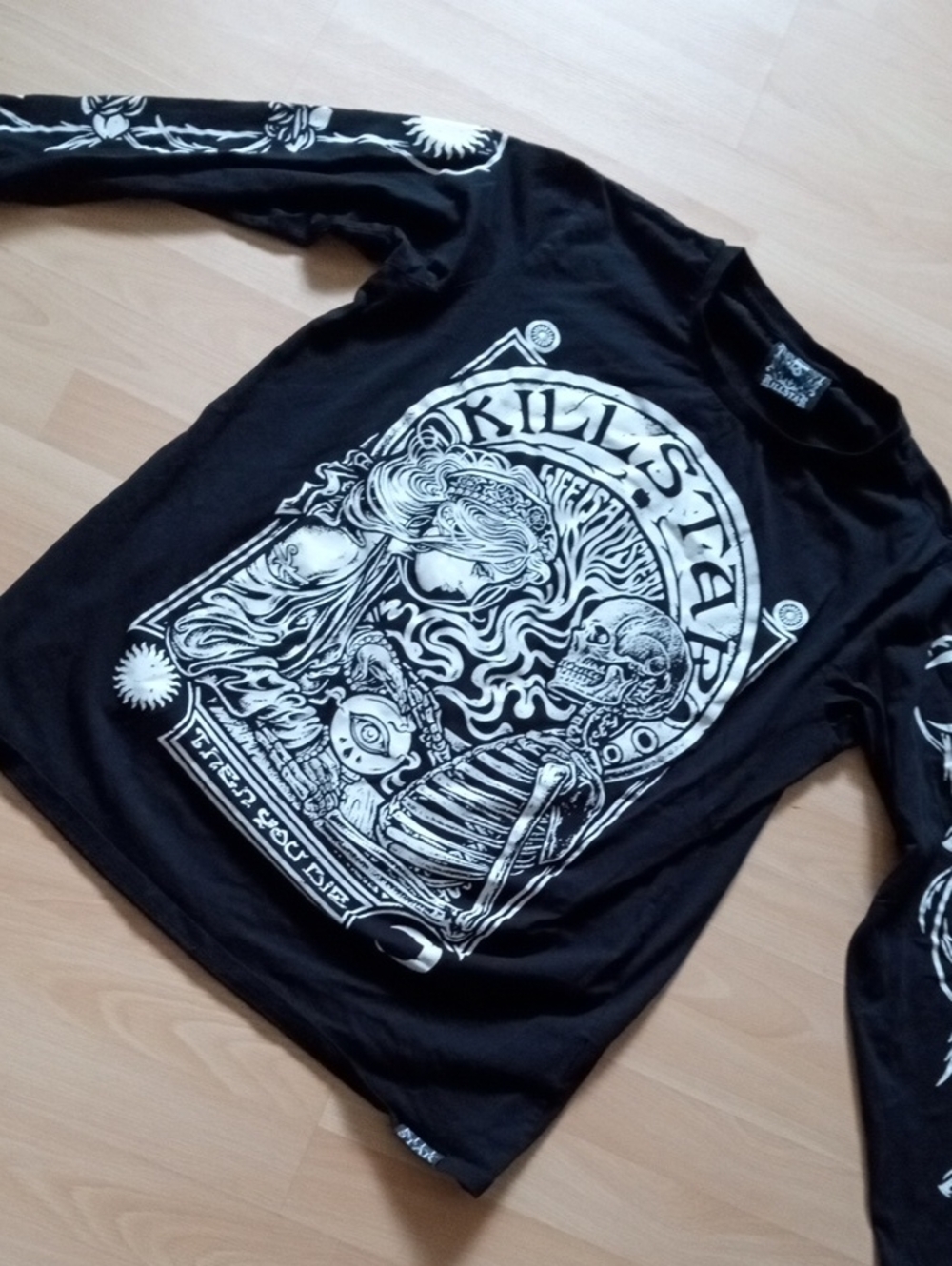 Killstar Black Long-Sleeve Tee with White Occult Graphic Bust 50 NWOT